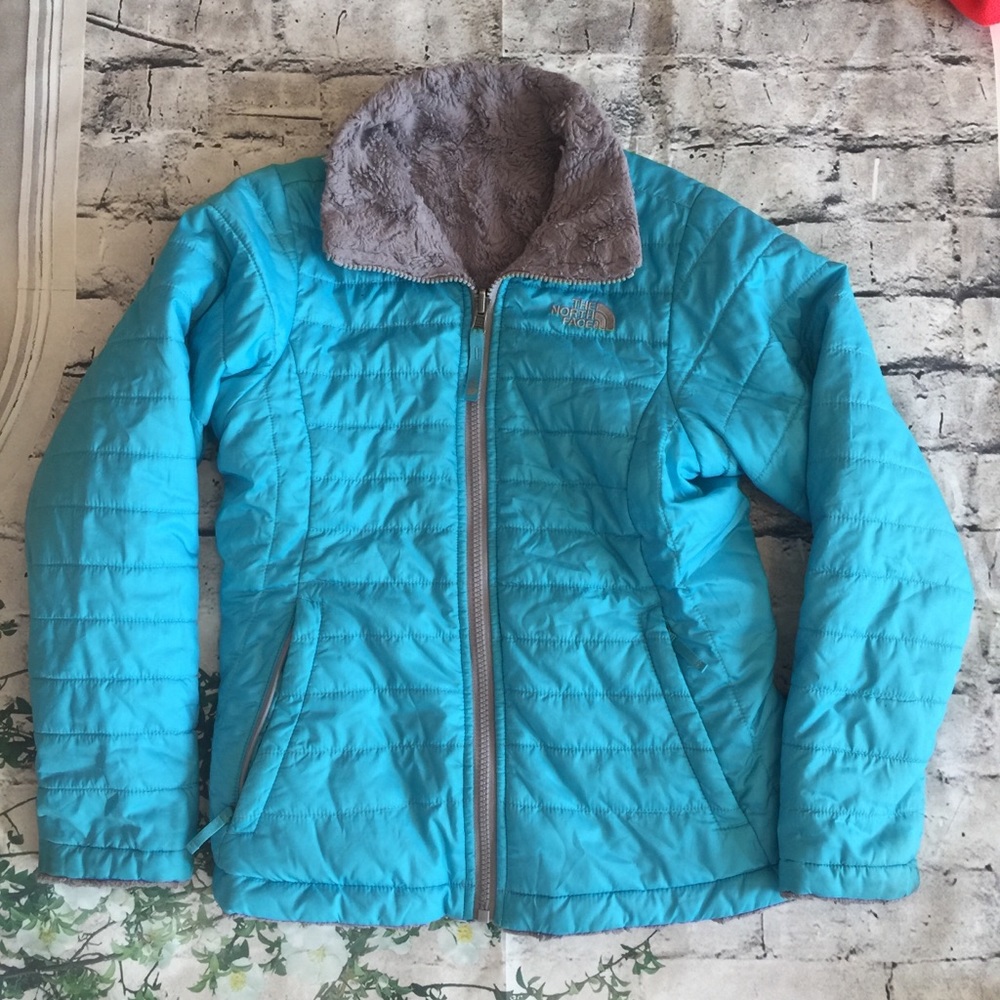 Girls north face reversible coat m 10/12